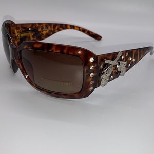 New Western brand style Sunglasses, rectangle, Coffee frame w/rhinestone